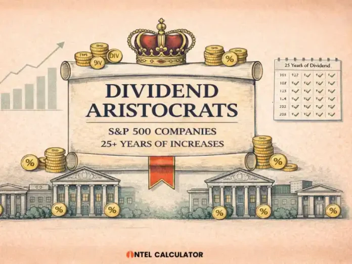 Dividend Aristocrats List 2026 Table showing complete Dividend Aristocrats list 2026 with yield payout ratio and sector for all 66 stocks