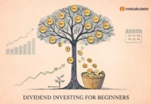 Dividend Investing for Beginners Beginner investor learning about dividend investing with charts and coins showing passive income growth