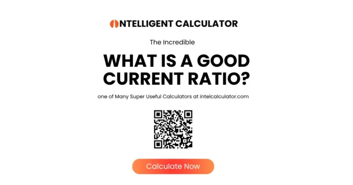 What is a good current ratio infographic showing color coded scale from danger zone below one to caution one to one point five to healthy one point five to three to excess above three with industry benchmark table for retail manufacturing technology banking and healthcare